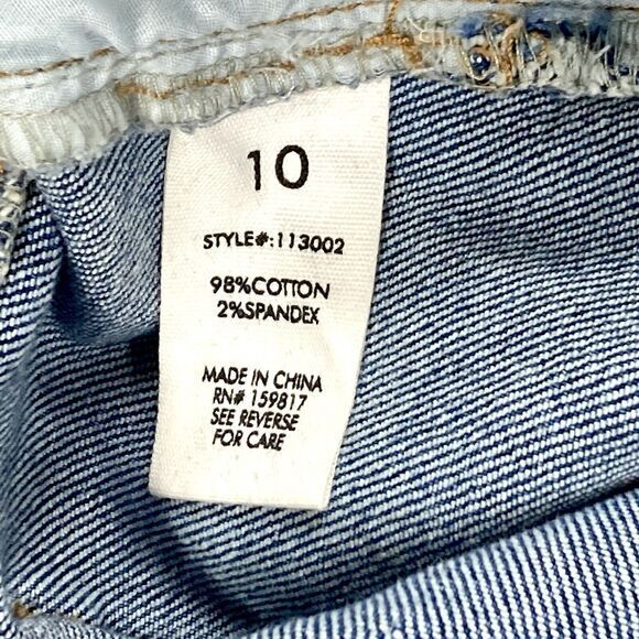 Arula High-Rise Jeans Sz 10 Blue Distressed Split Flare Leg Smart Casual Denim - Picture 15 of 15